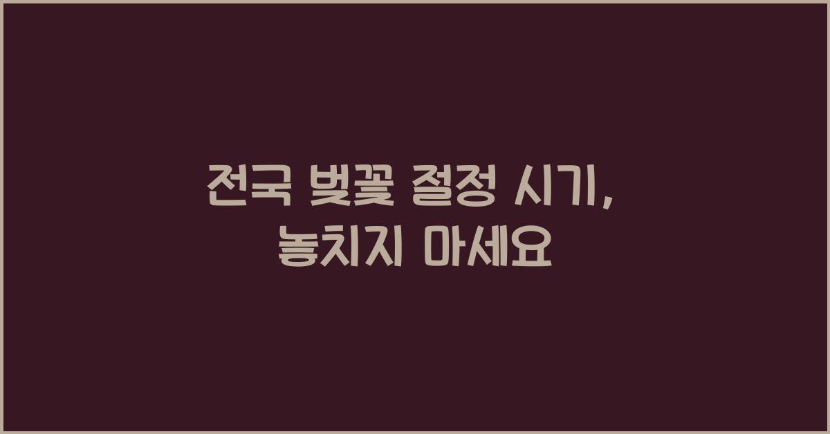 전국 벚꽃 절정 시기