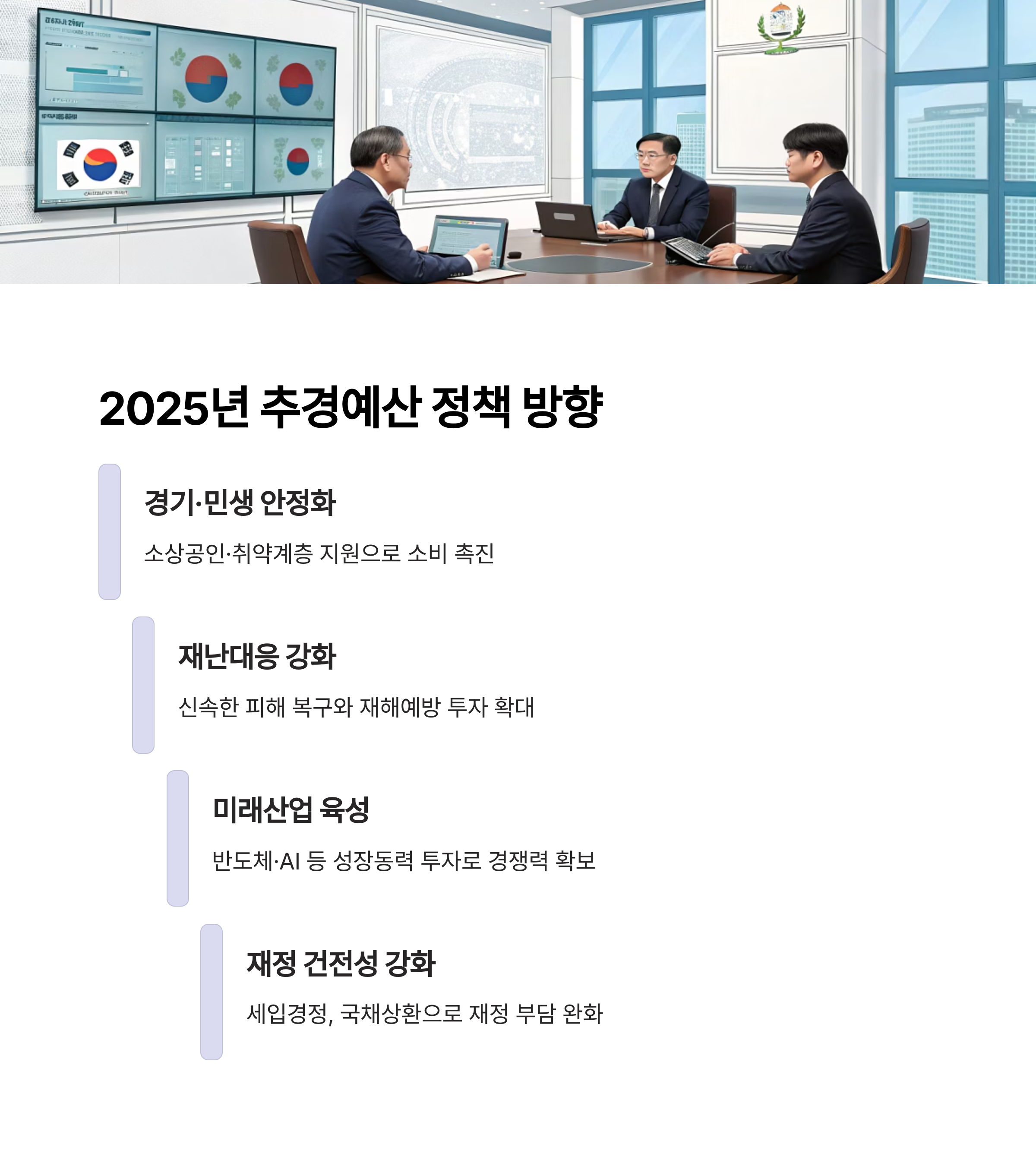 추경예산 특징, 정책 방향 표로 정리
