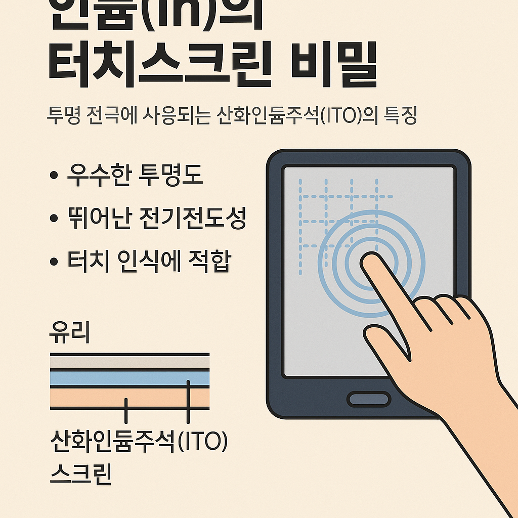 인듐(In)의 터치스크린 비밀: 얇지만 강력한 투명 전극의 핵심 소재
