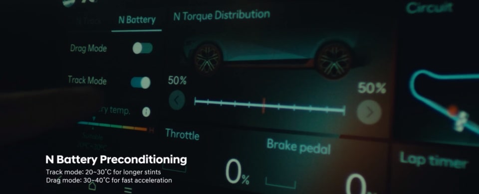 N 배터리 컨디셔닝은 트랙 모드와 드래그 모드로 나뉩니다(출처 : 현대자동차 유튜브 채널).