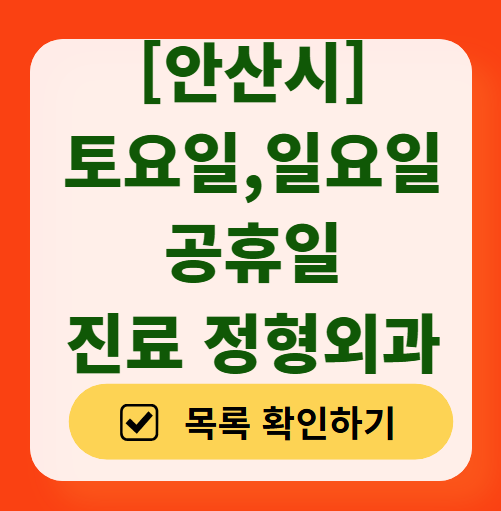 안산시 일요일 주말 문 여는 정형외과 목록 ❘ 토요일, 공휴일 진료 영업 병원 리스트
