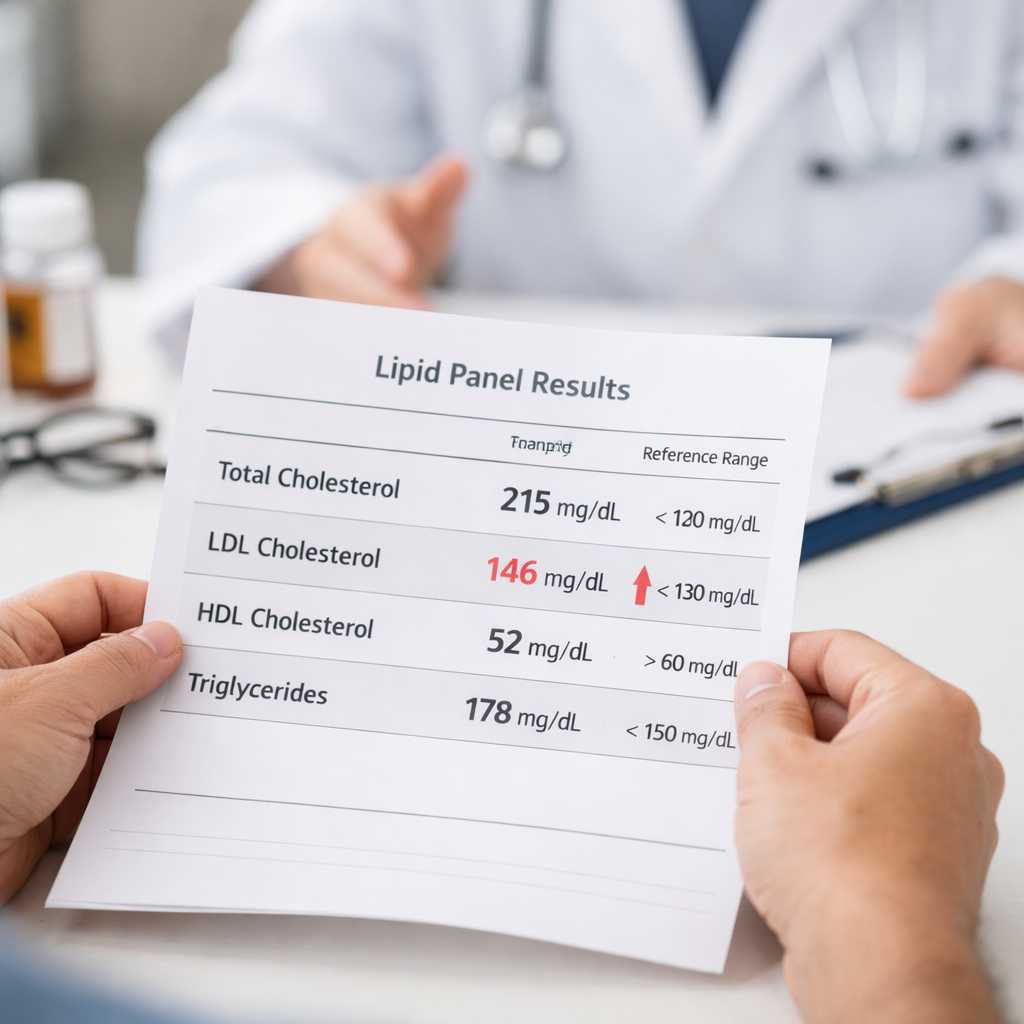 콜레스테롤 수치 결과를 확인하는 모습