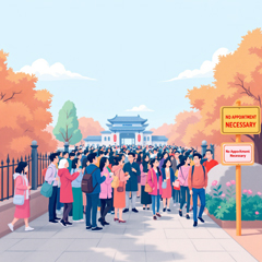 예약 없이 관람 대기하는 시민들