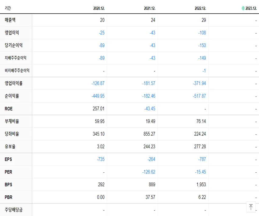 맥스트 재무제표