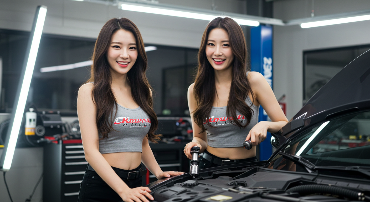자동차를 수리하는 여성들