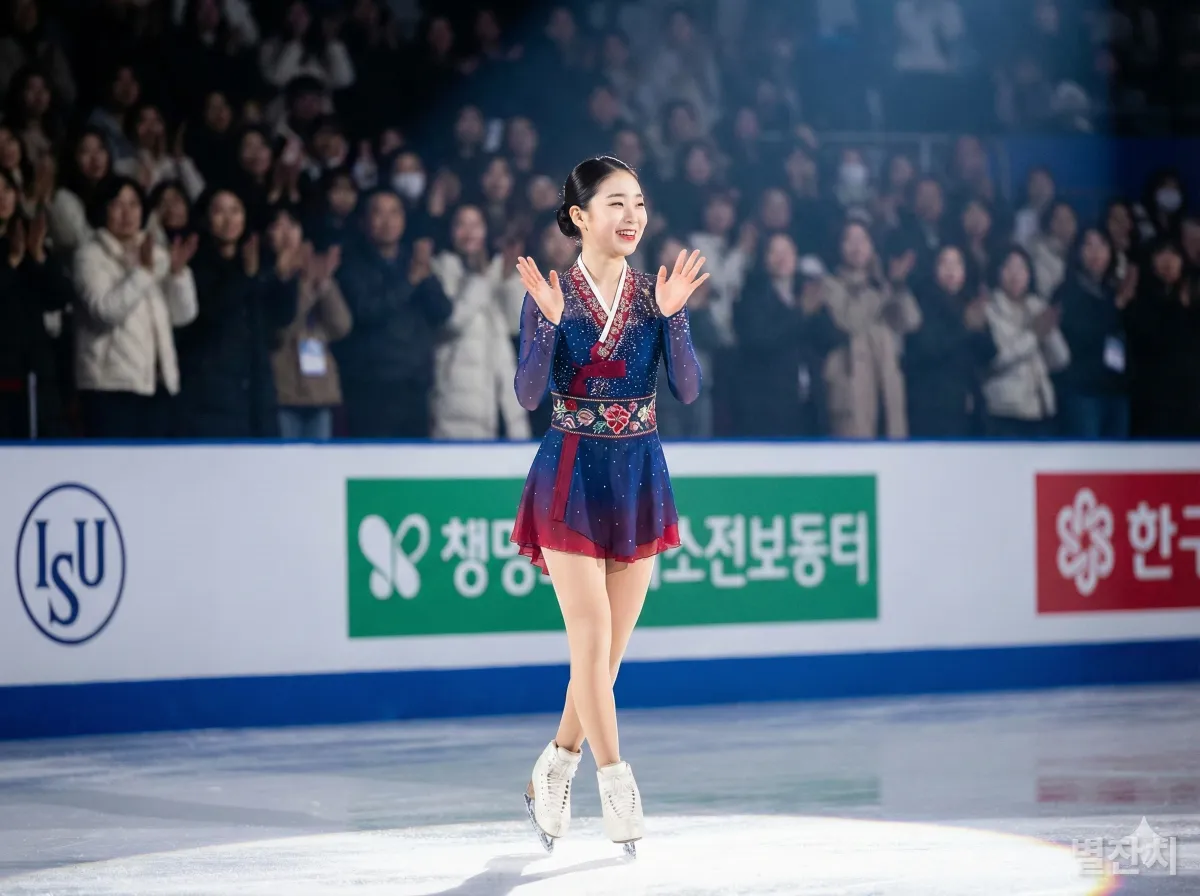 경기 후 자신감 넘치는 표정으로 관중에게 인사하는 이해인 선수