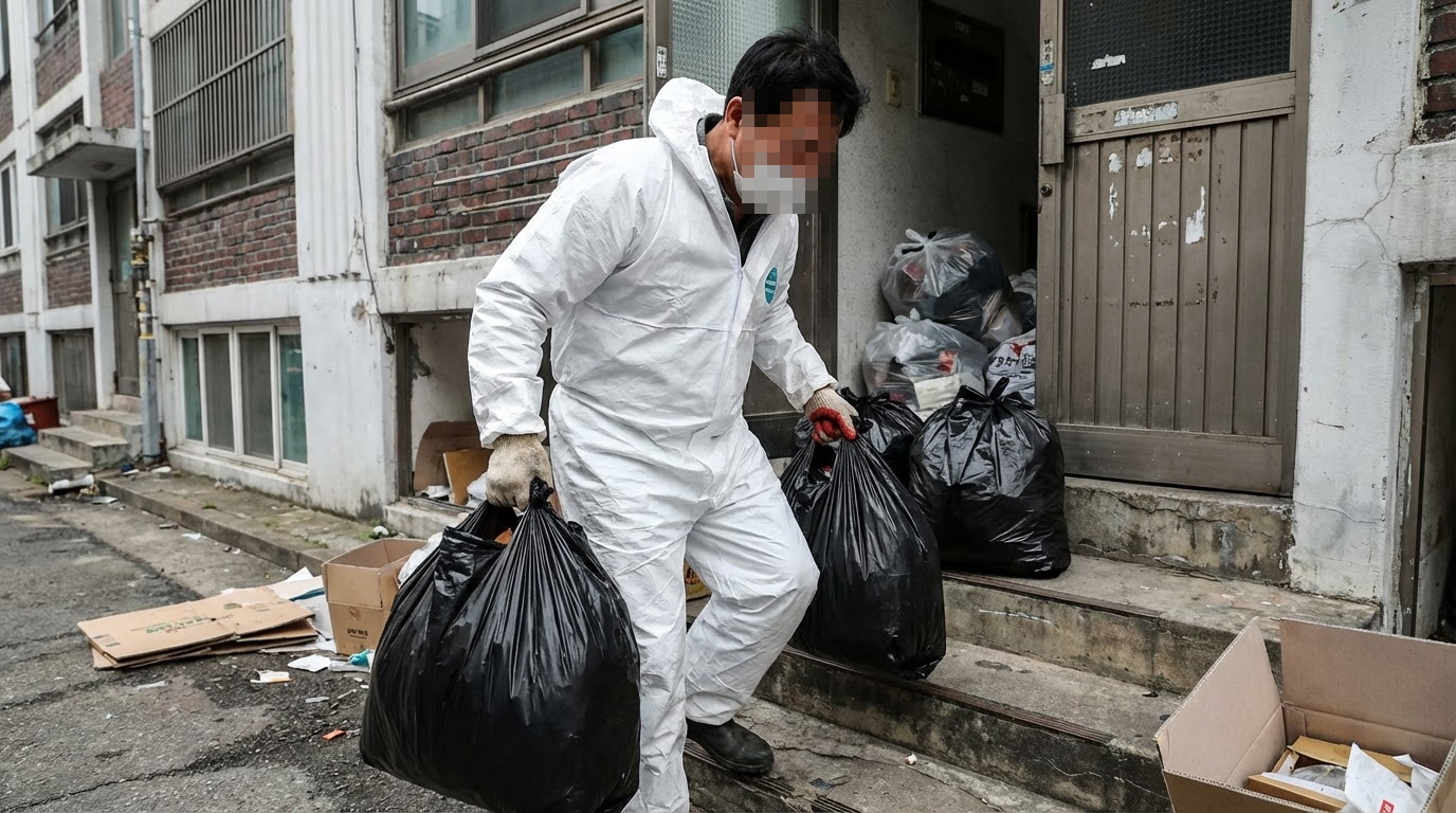 괴산 고독사청소 쓰레기 치우는중