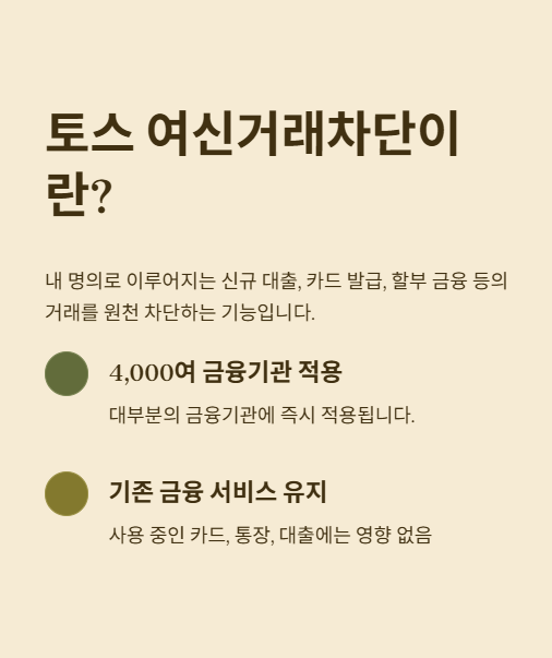 토스 여신거래차단이란?