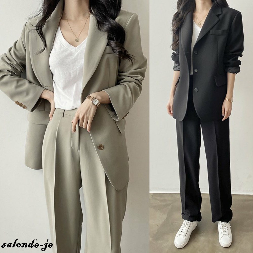 여성정장세트 세미정장 쓰리버튼 와이드 투피스 여자셋업