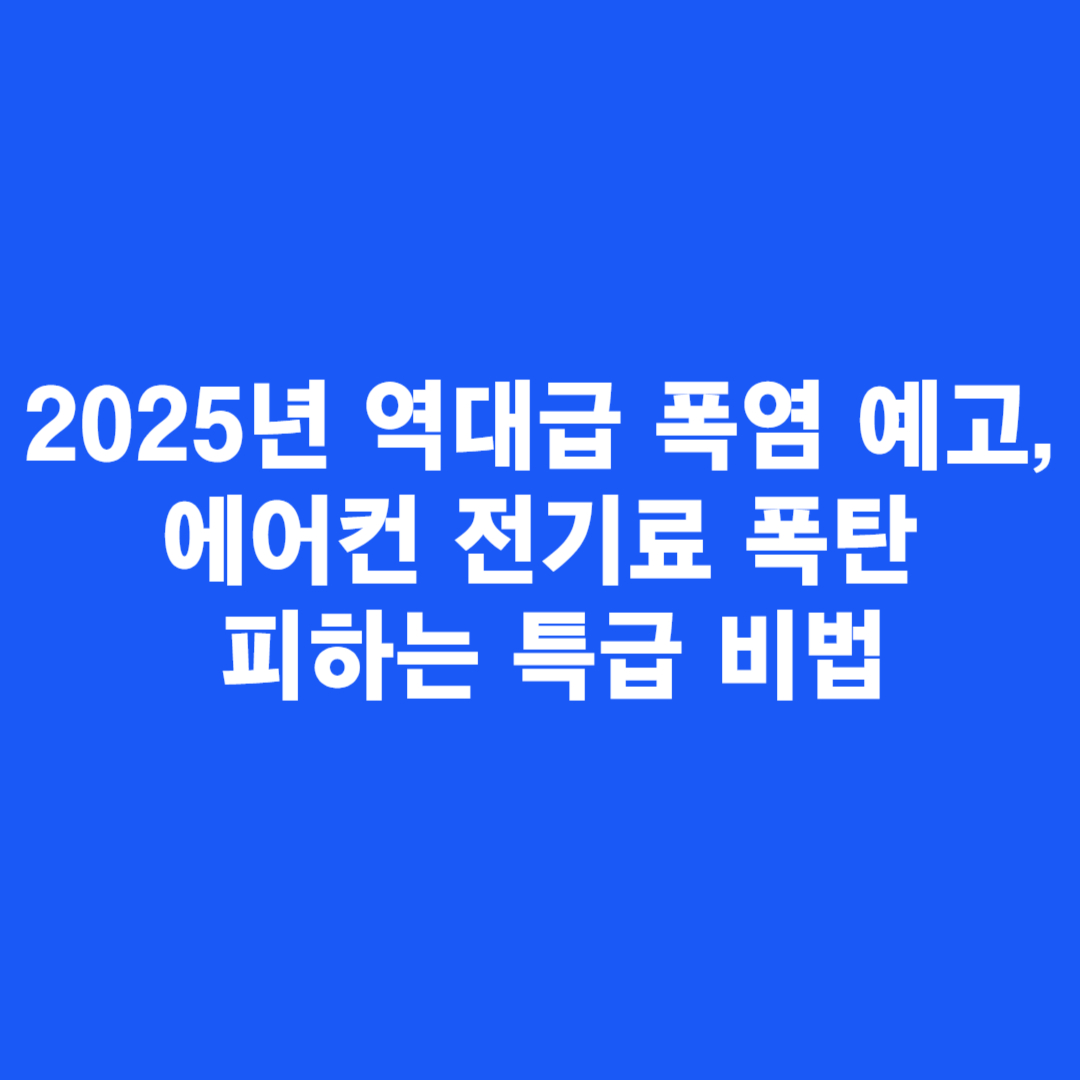 2025년 역대급 폭염 예고, 에어컨 전기료 폭탄 피하는 특급 비법