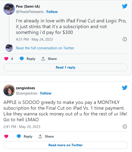 Apple의 iPad용 Final Cut Pro 가격 논란