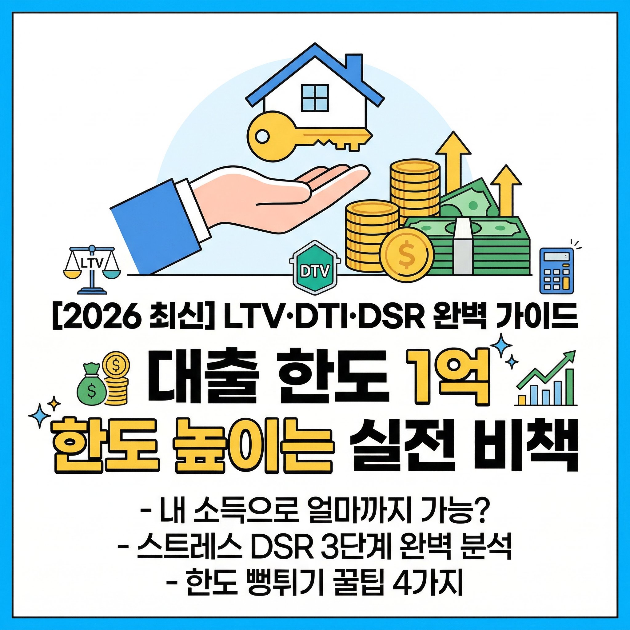 2026년 최신 LTV DTI DSR 완벽 가이드 주택담보대출 한도 1억 더 늘리는 실전 비결 마이너스 통장 스트레스 DSR 계산법 썸네일