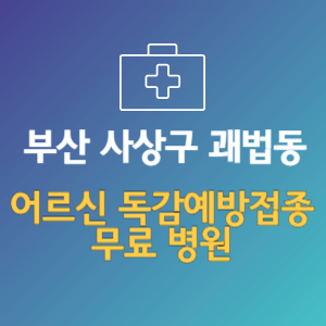 부산 사상구 괘법동 노인 독감예방접종 무료 병원 (인플루엔자 무료 접종 대상 날짜)