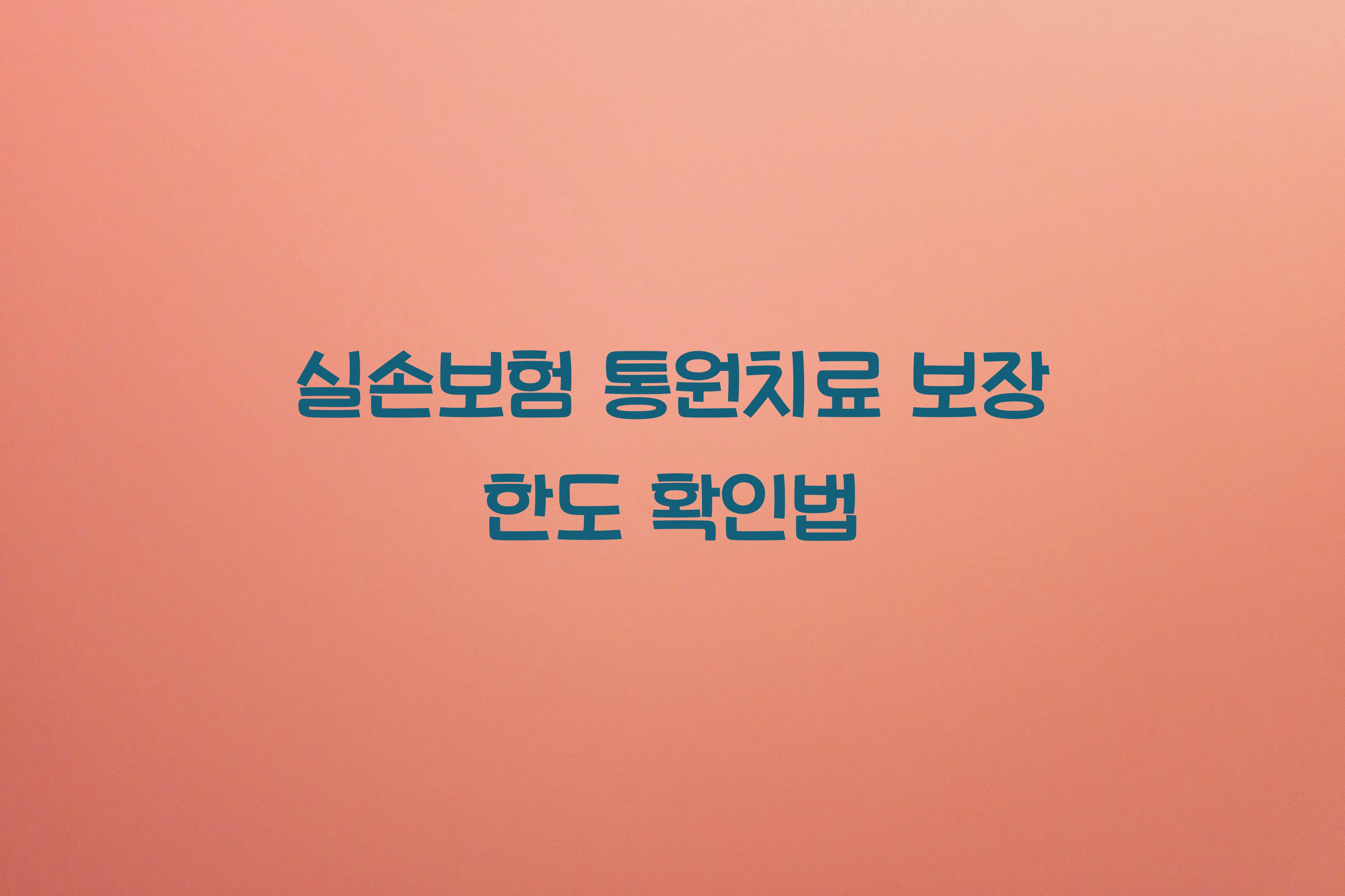실손보험 통원치료 보장 한도