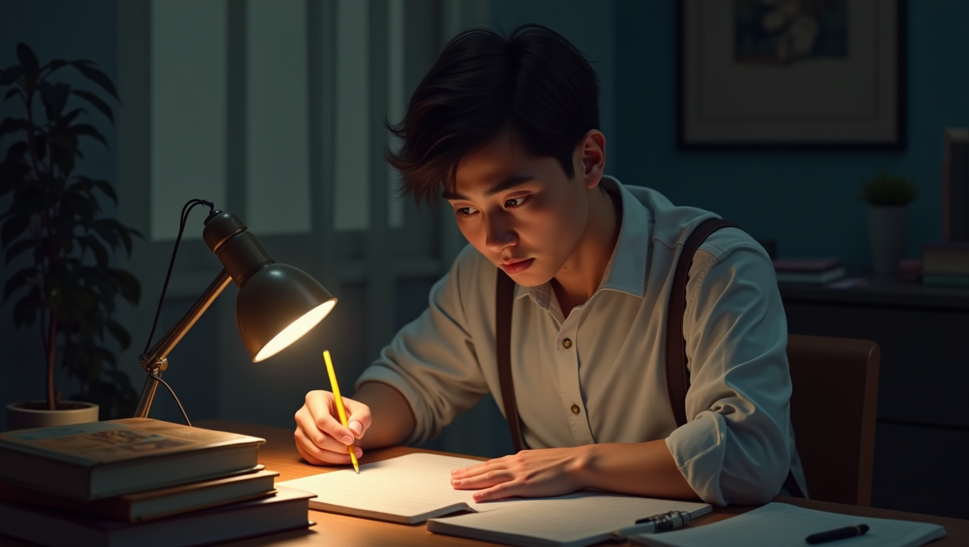 공무원 단기 합격을 위한 학습을 하고 있는 남자