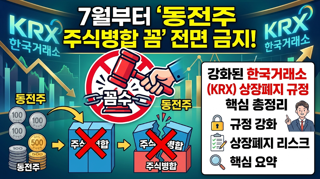 한국거래소 상폐규정 강화: 7월부터 동전주 주식병합 꼼수 금지!