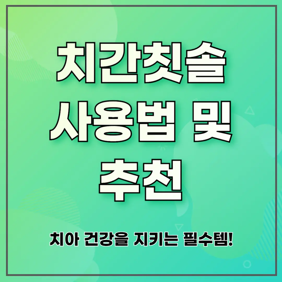치간칫솔 사용법 및 추천 ❘ 치아 건강을 지키는 필수템!