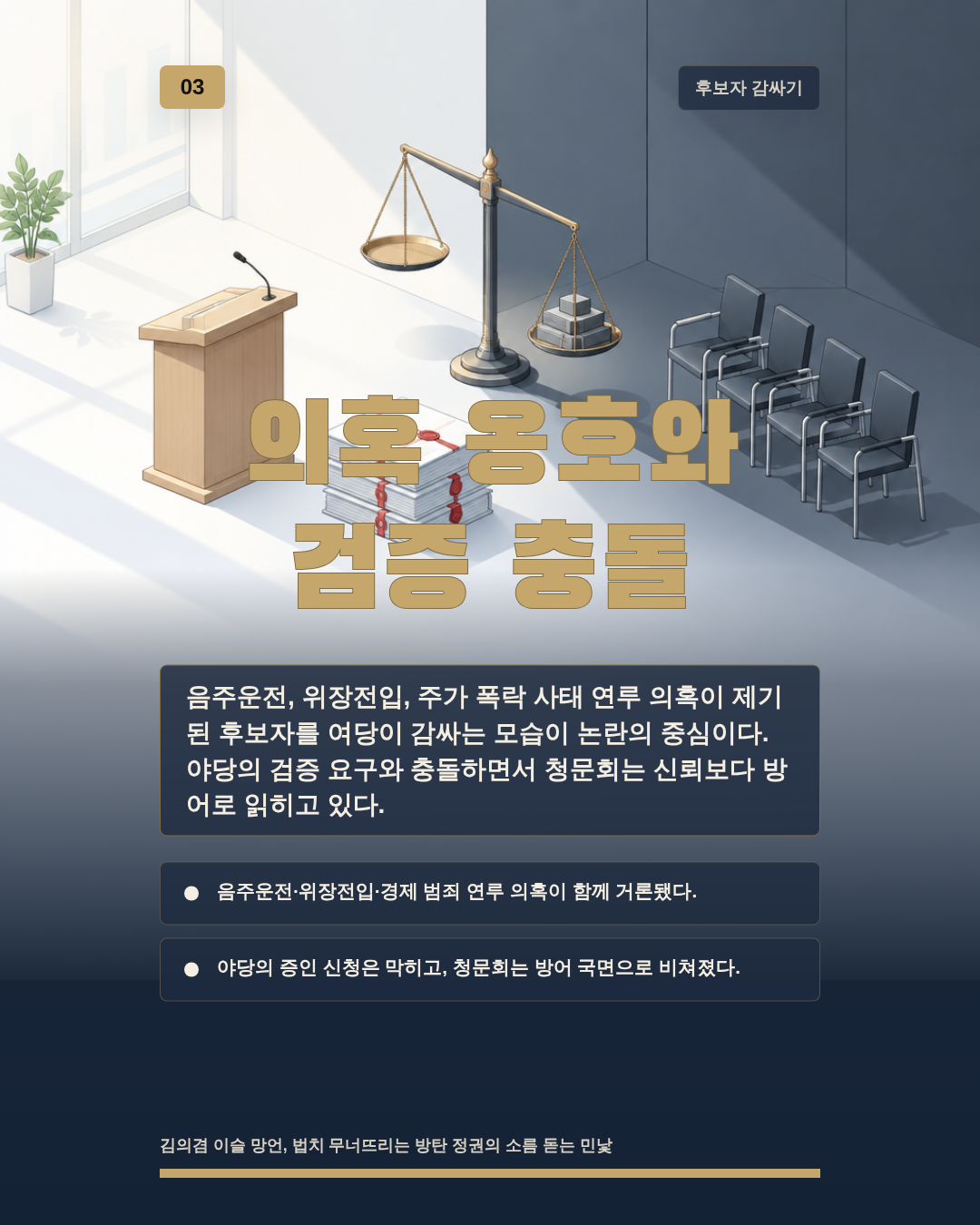의혹 옹호와 검증 충돌