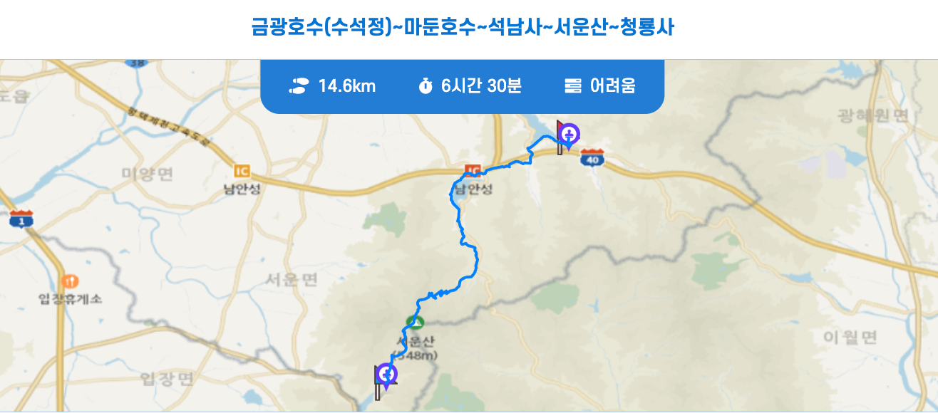 경기둘레길 안성 41코스 지도 금광호수 수석정 청룡사 구간 등산 걷기 트레킹 날씨 정보