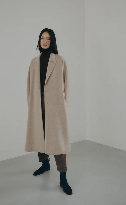 프리미엄 캐시미어 A라인 코트 베이지 모델컷
