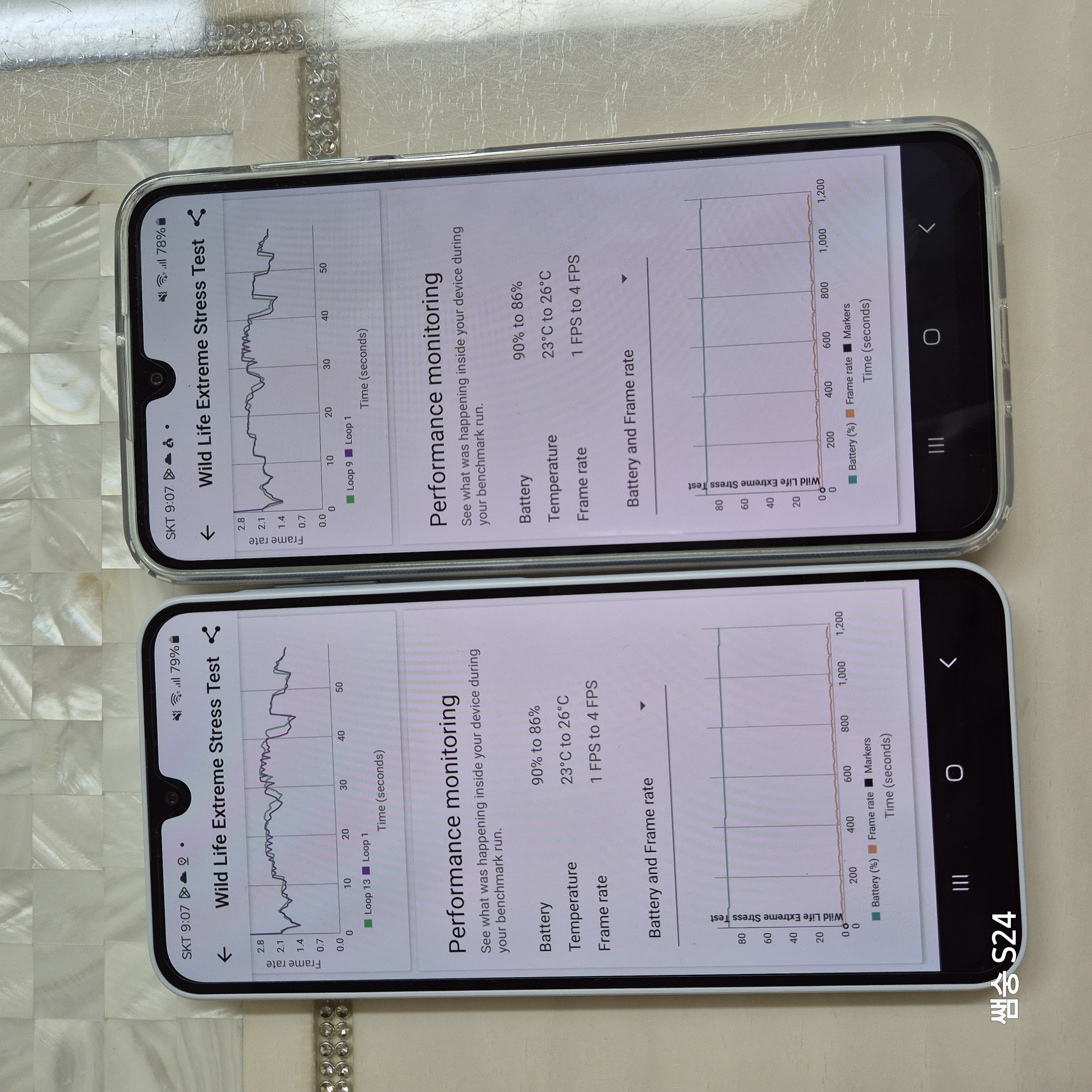 갤럭시A16 3d mark 발열온도