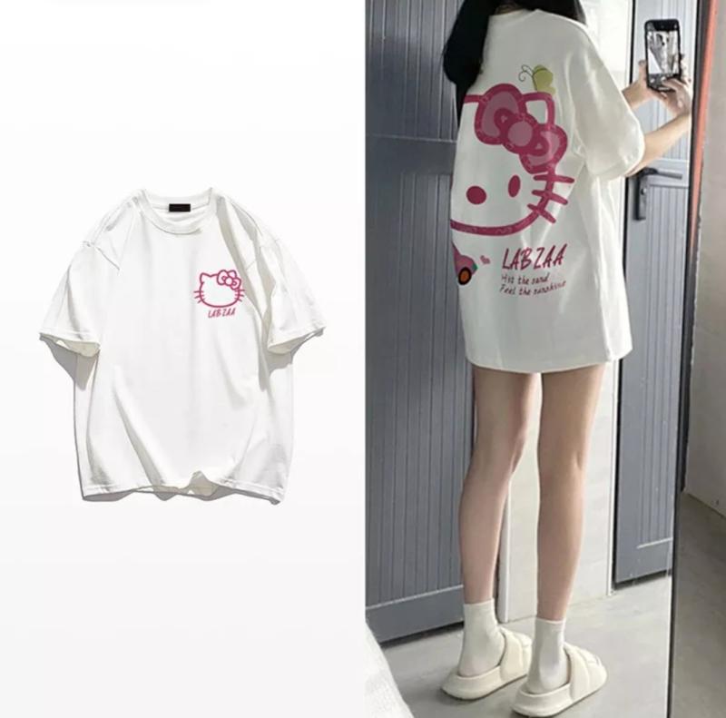 여자 반팔 티셔츠 산리오 헬로키티 티셔츠