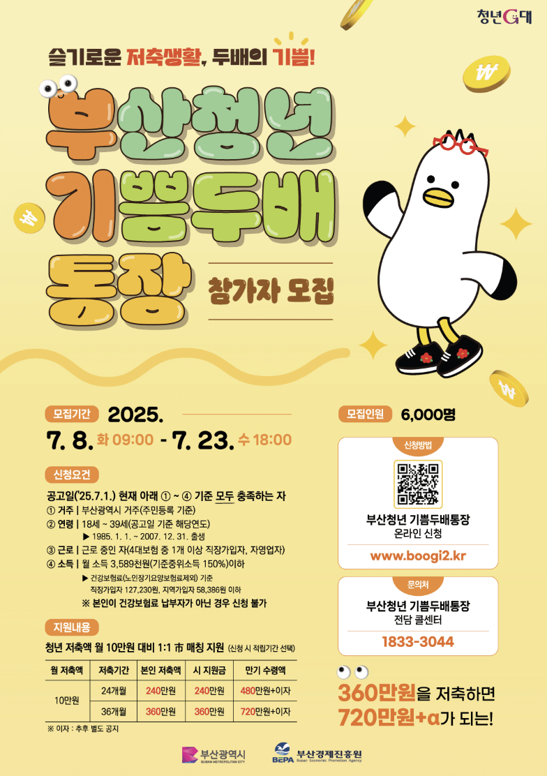 부산청년기쁨두배통장 신청방법 2025