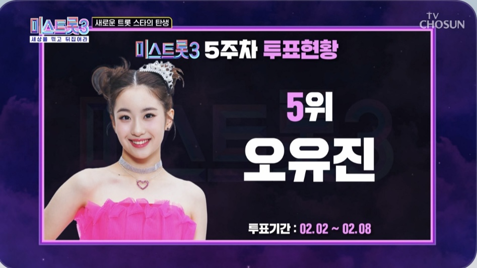 미스트롯3 5주차 투표5위 오유진