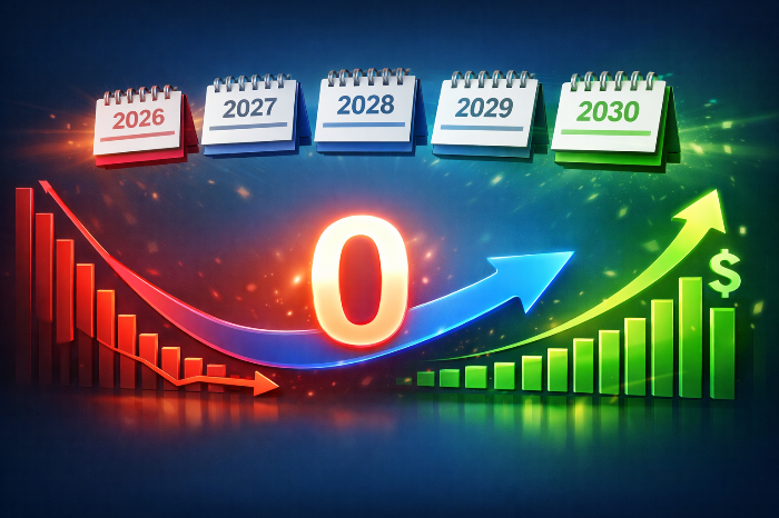 5년간의 손실 이월 공제를 통해 세금이 상쇄되는 과정을 표현한 그래픽.