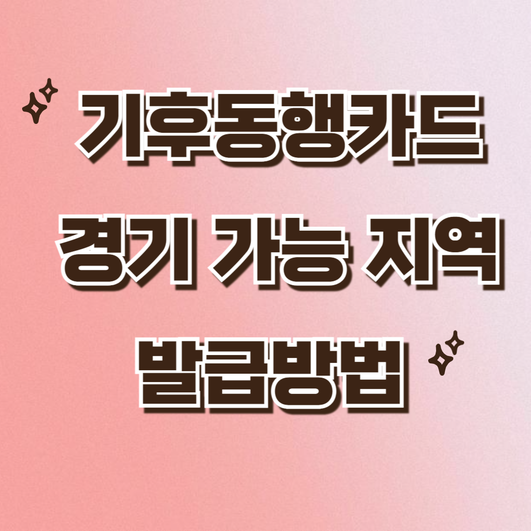 기후동행카드 경기 가능 지역 및 발급방법