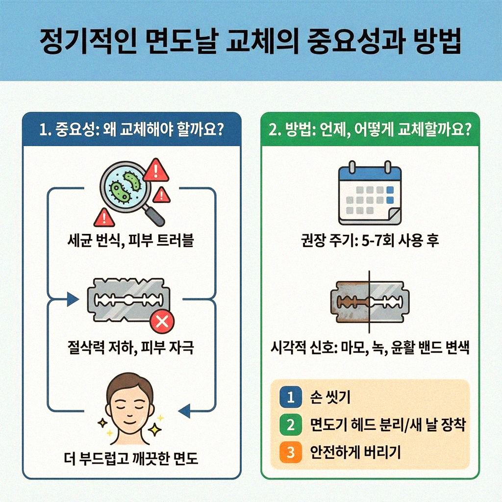 깔끔한 면도날 유지 위생적인 관리법