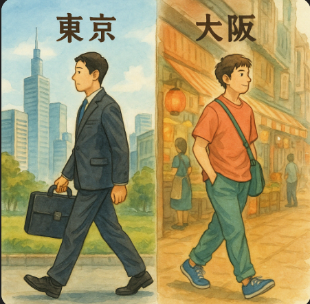도쿄와 오사카의 거리 옷차림