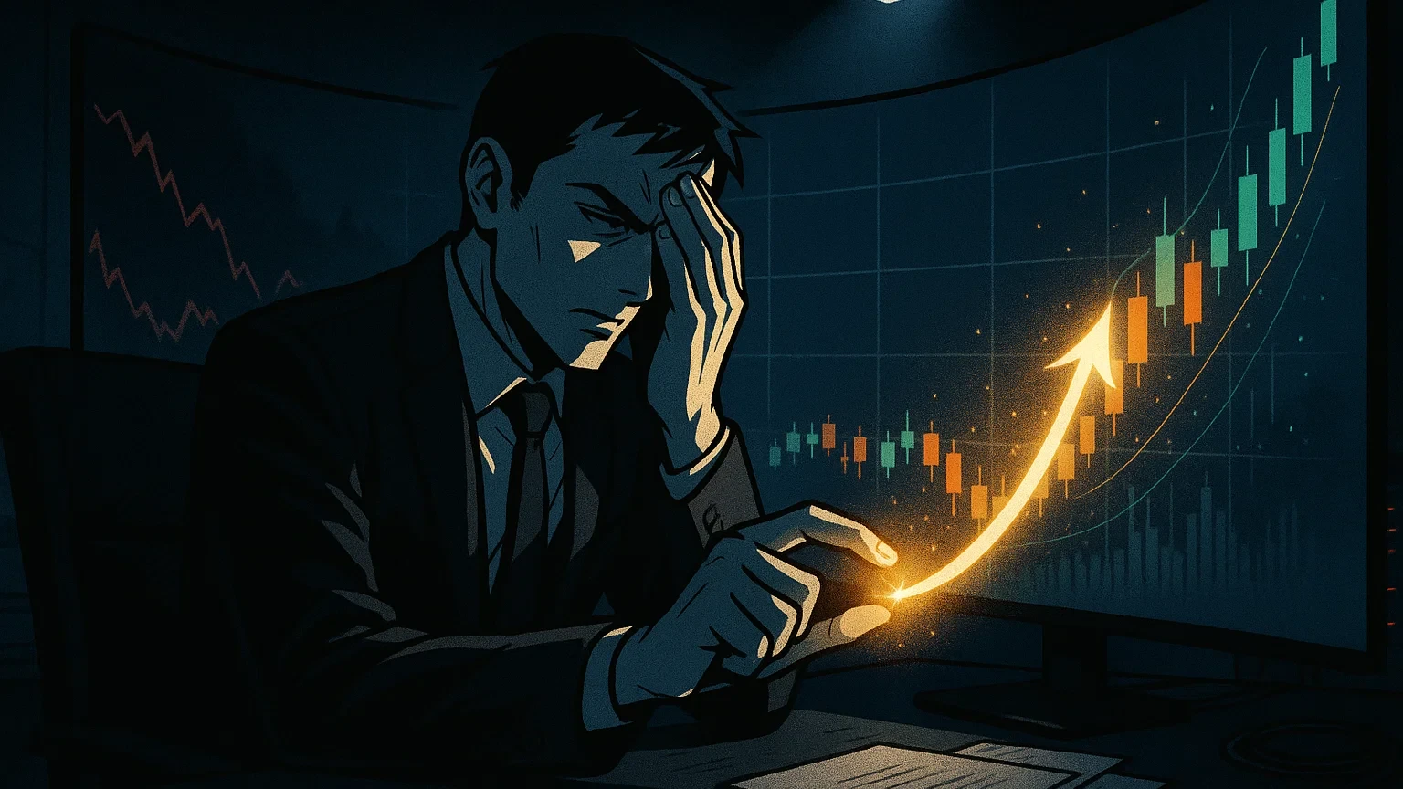 확증편향에 빠진 투자자가 긍정적 정보만 선택하는 모습을 시각화한 인포그래픽