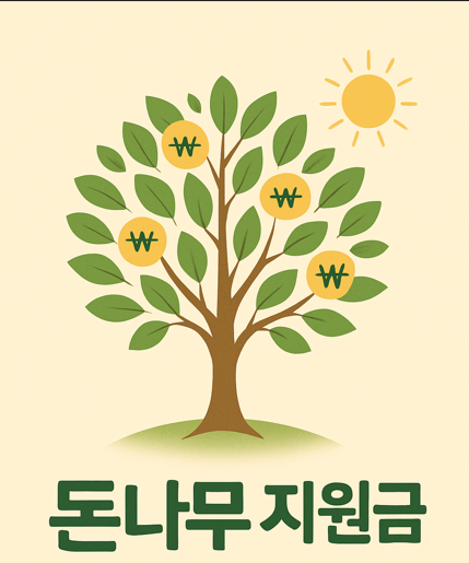 돈이 열리는 나무 일러스트와 "돈나무 지원금" 문구가 들어간 블로그 소개 썸네일 이미지