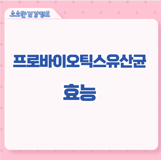 프로바이오틱스유산균 효능