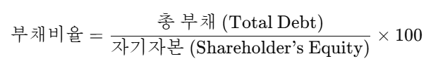 자기자본 대비 부채비율 (Debt-to-Equity Ratio) 공식
