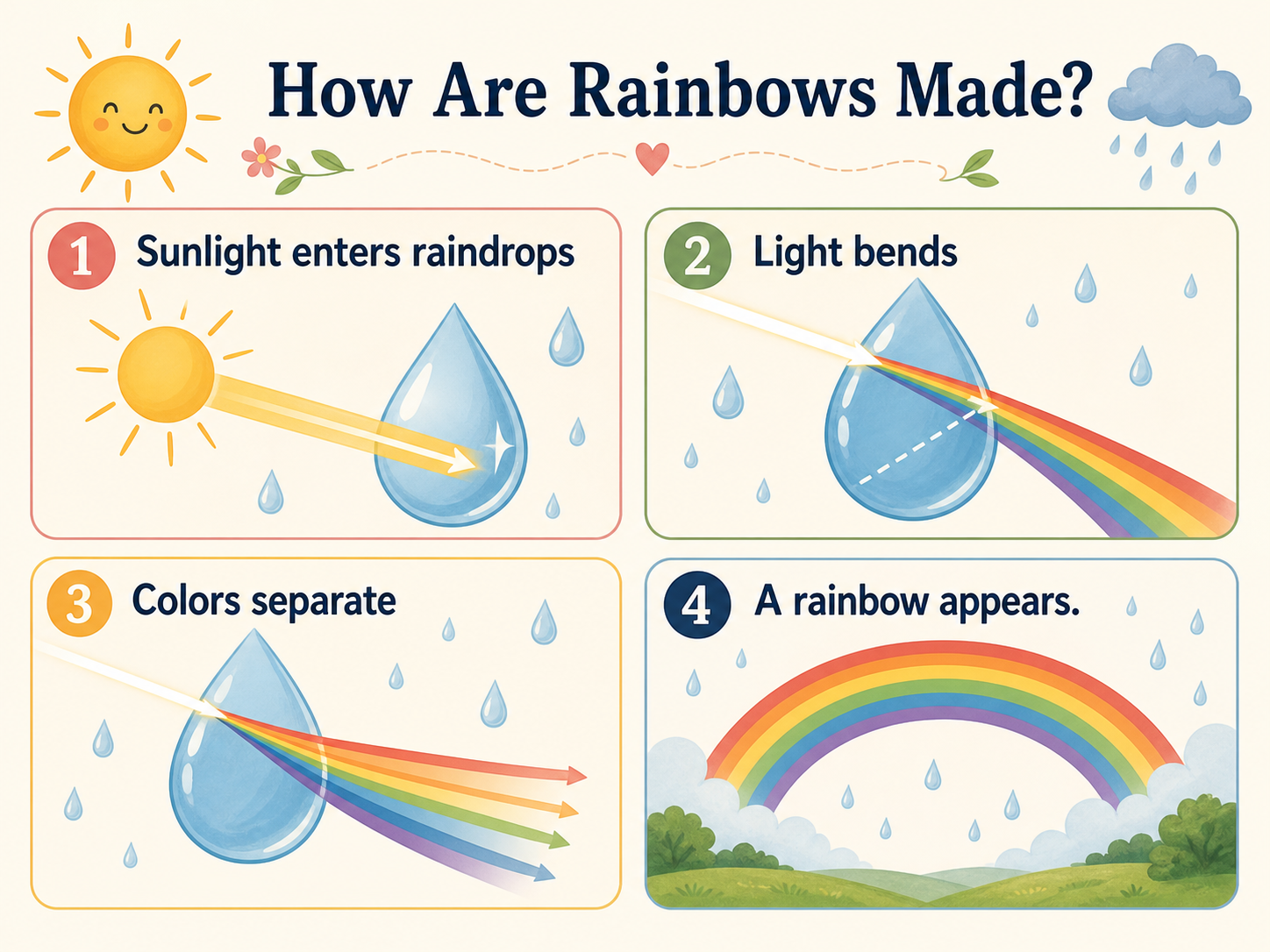 Infographic explaining how rainbows are made