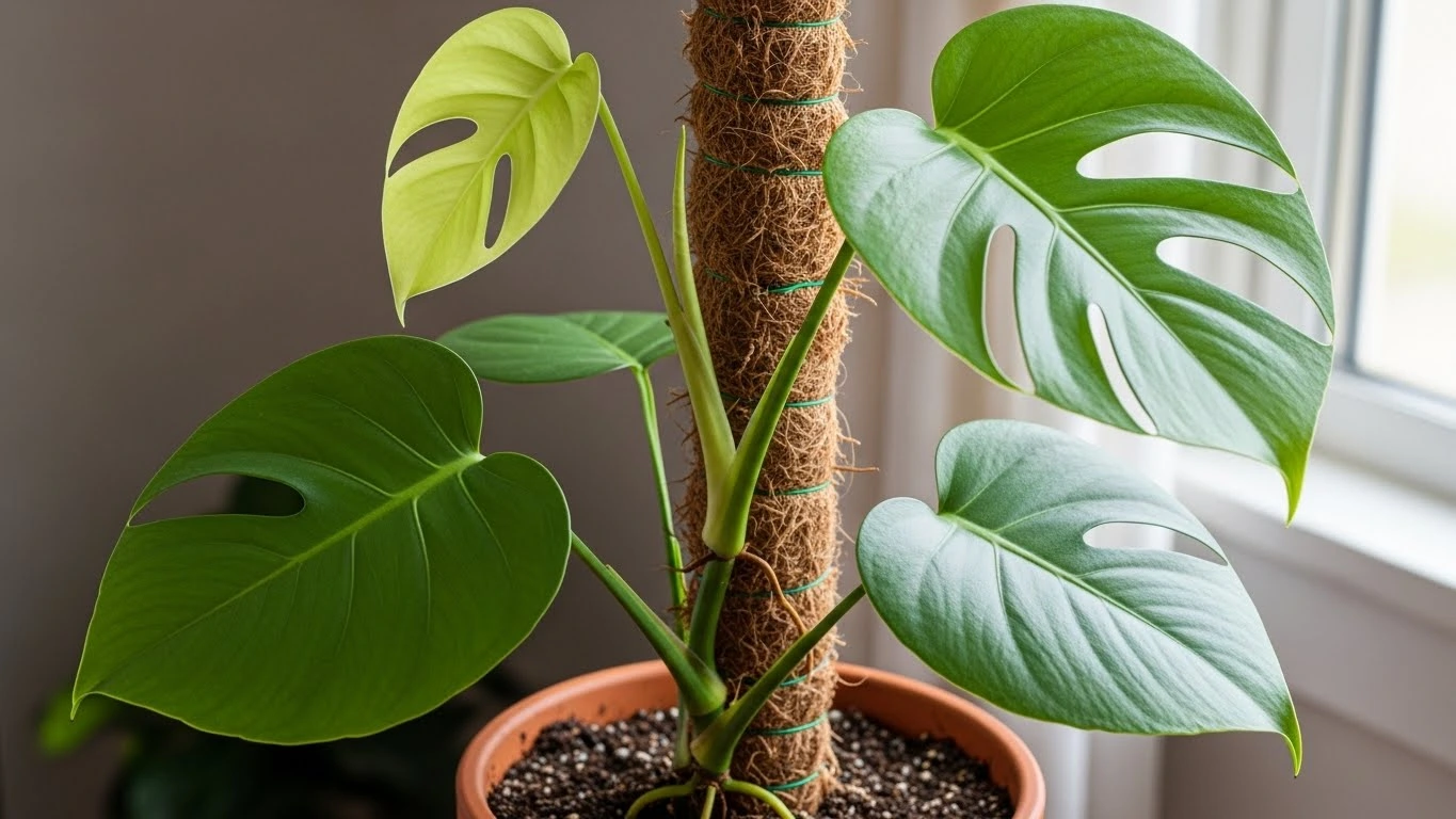 수태봉을 설치하여 공중뿌리를 안착시키는 몬스테라