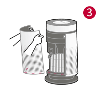 엘지 퓨리케어 공기청정기 필터 청소방법 및 교체시기 덮개 4개 홈 위치