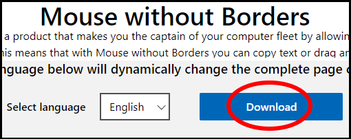 Mouse without Borders 다운로드 버튼