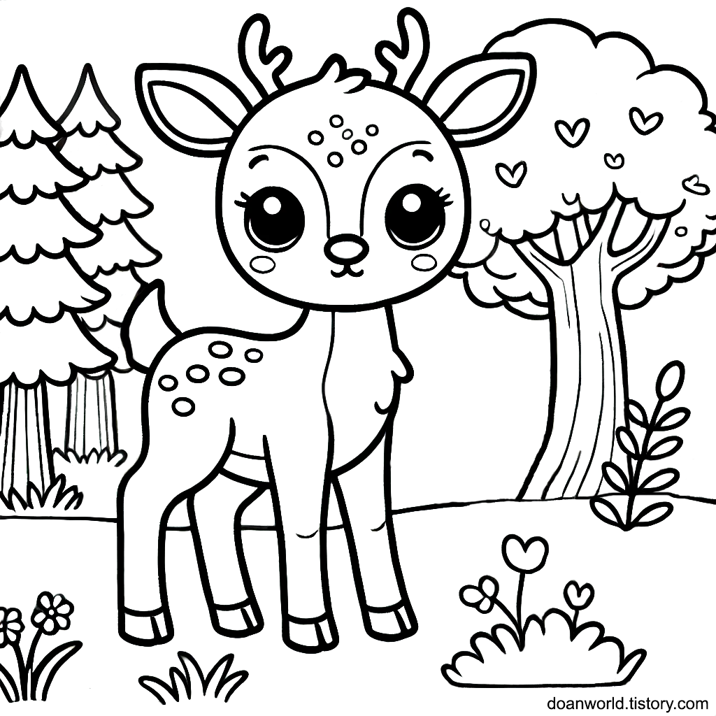 사슴 색칠공부 도안