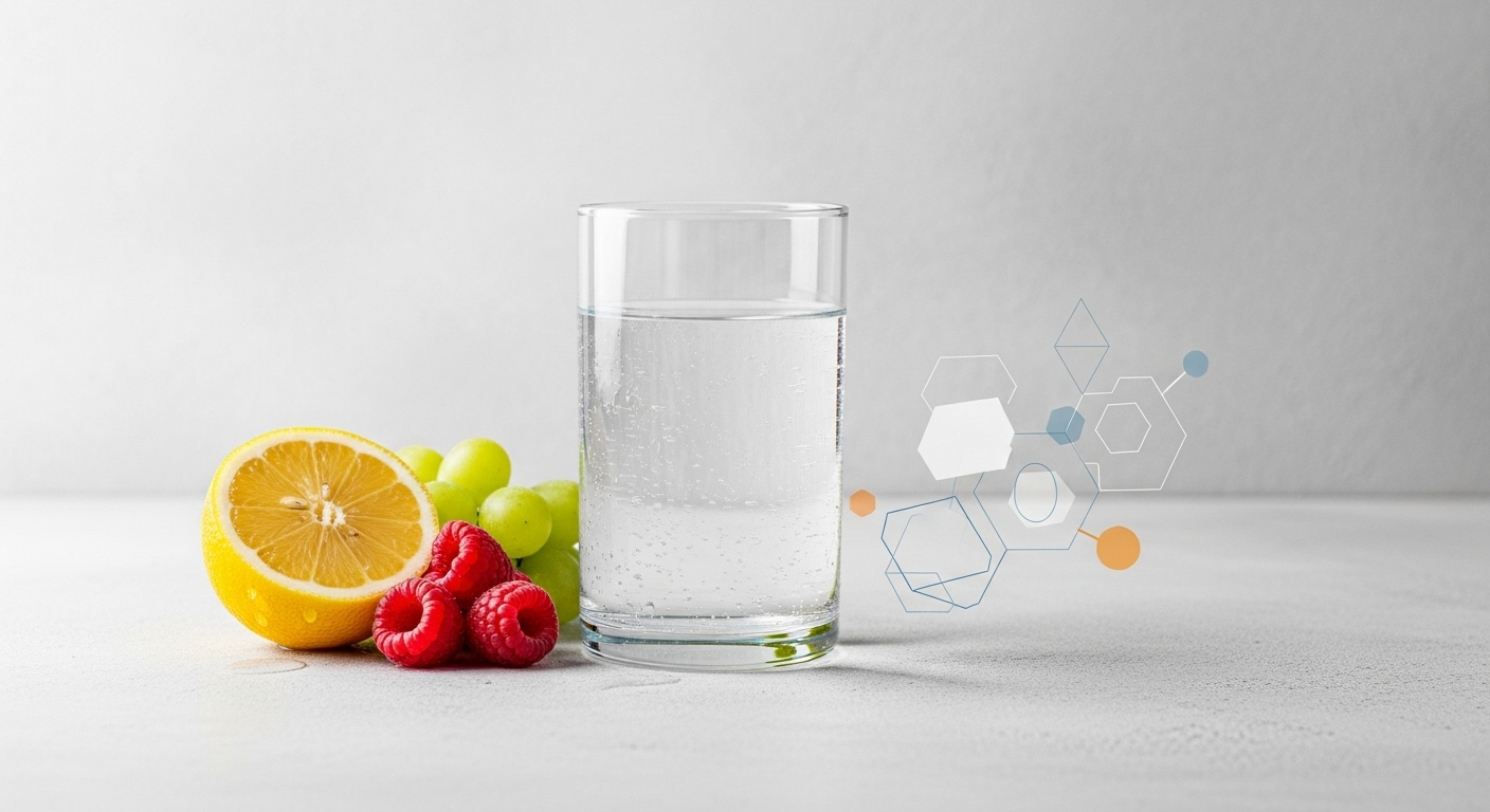 물-한-잔,-신선한-과일,-그리고-전해질과-체액-균형을-나타내는-은은한-이미지입니다.