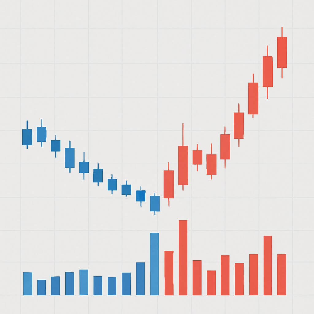거래량 증가로 인한 주가가 상승하는 사진