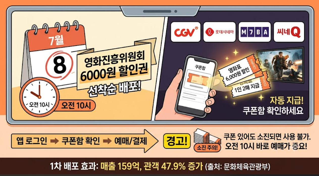 영화 6000월 할인권 (쿠폰 사용법, 선착순 소진, 극장 방문)