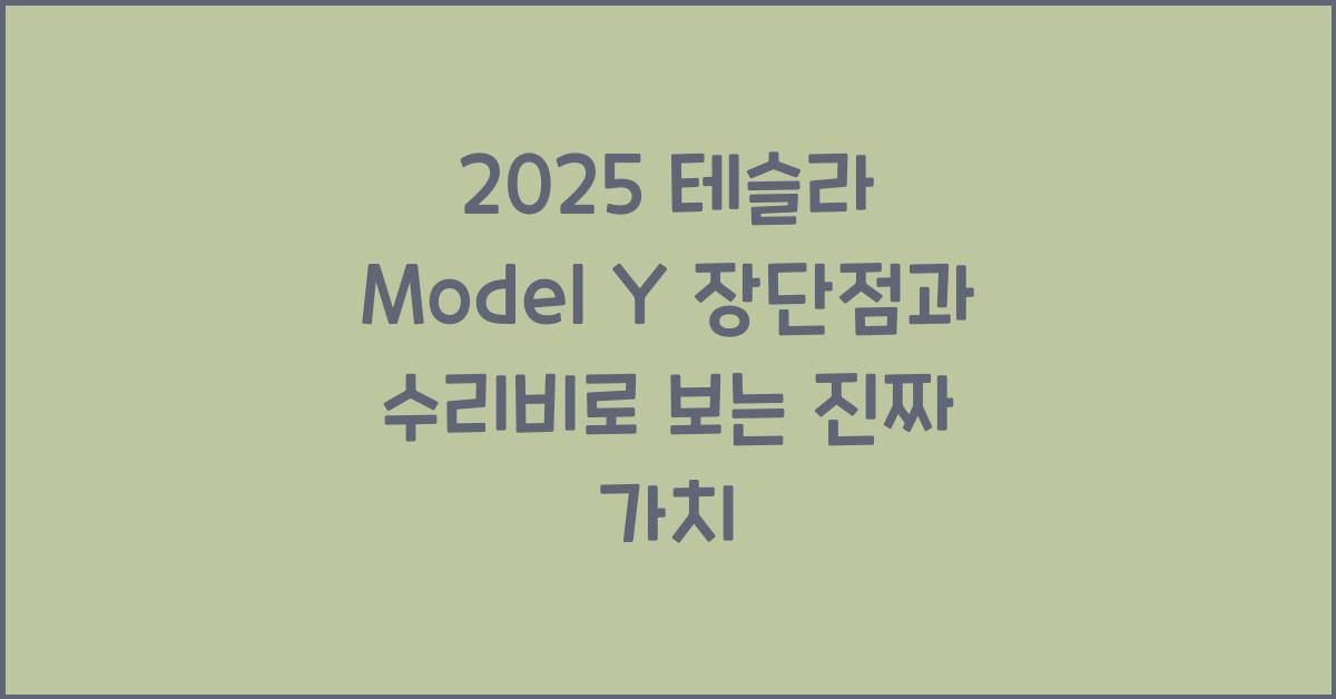 2025 테슬라 Model Y 장단점 결함 수리비