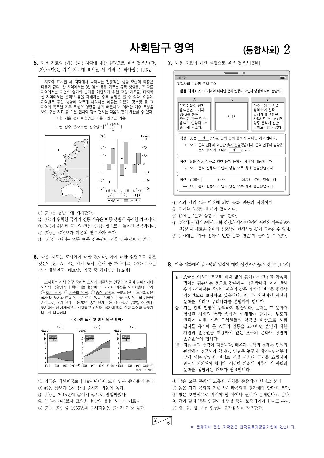 2028 수능 예시문항 사회탐구 2