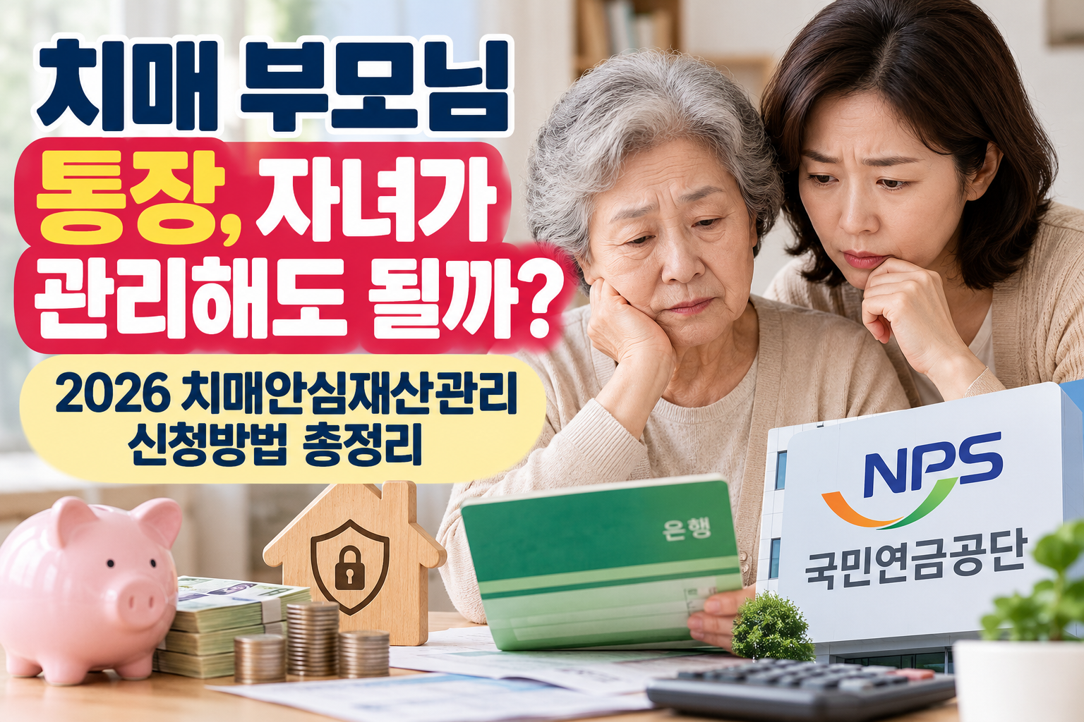 치매 부모님 통장 관리와 2026 치매안심재산관리 신청방법을 설명하는 이미지