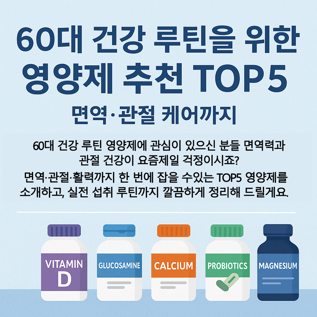 60대 건강루틴을 위한 영양제 추천 top5