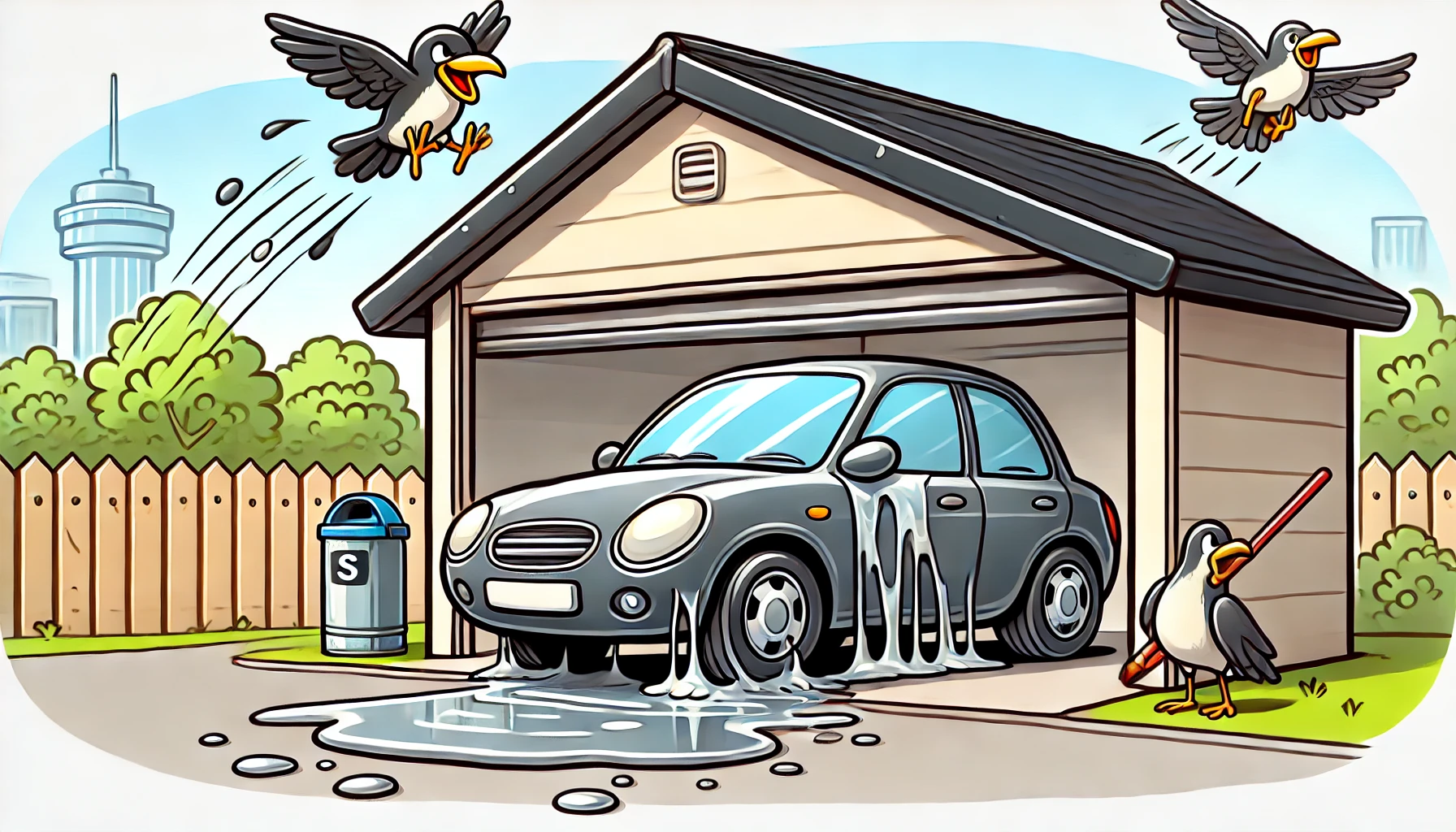 새똥방지를-위해-실내주자창에-세워둔-자동차