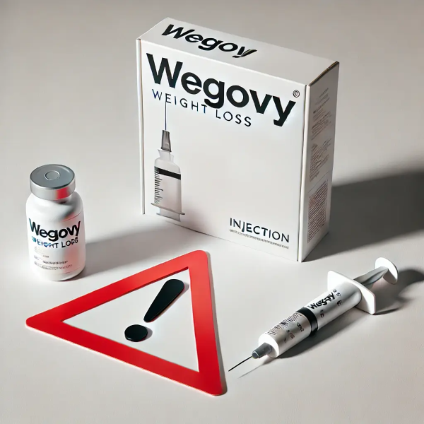 위고비 제품과 부작용 경고 상징